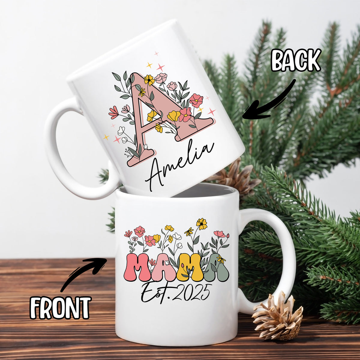Personalized Init Letter Custom Mug 11Oz, New Mom Gifts For Women, Woman