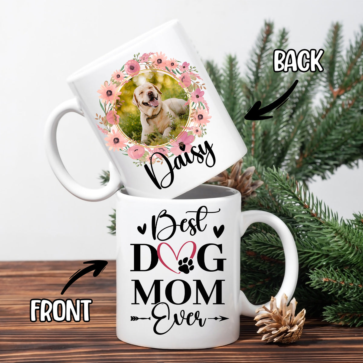 Personalized Dog Mom Gifts For Women Init Letter Custom Mug 11Oz, Dog Mom Gifts Coffee