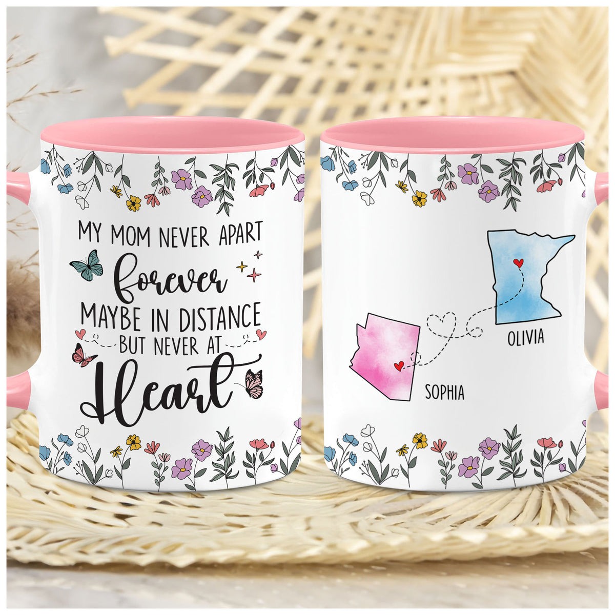 Personalized Distance State Coffee Mug Mothers Birthday Gift