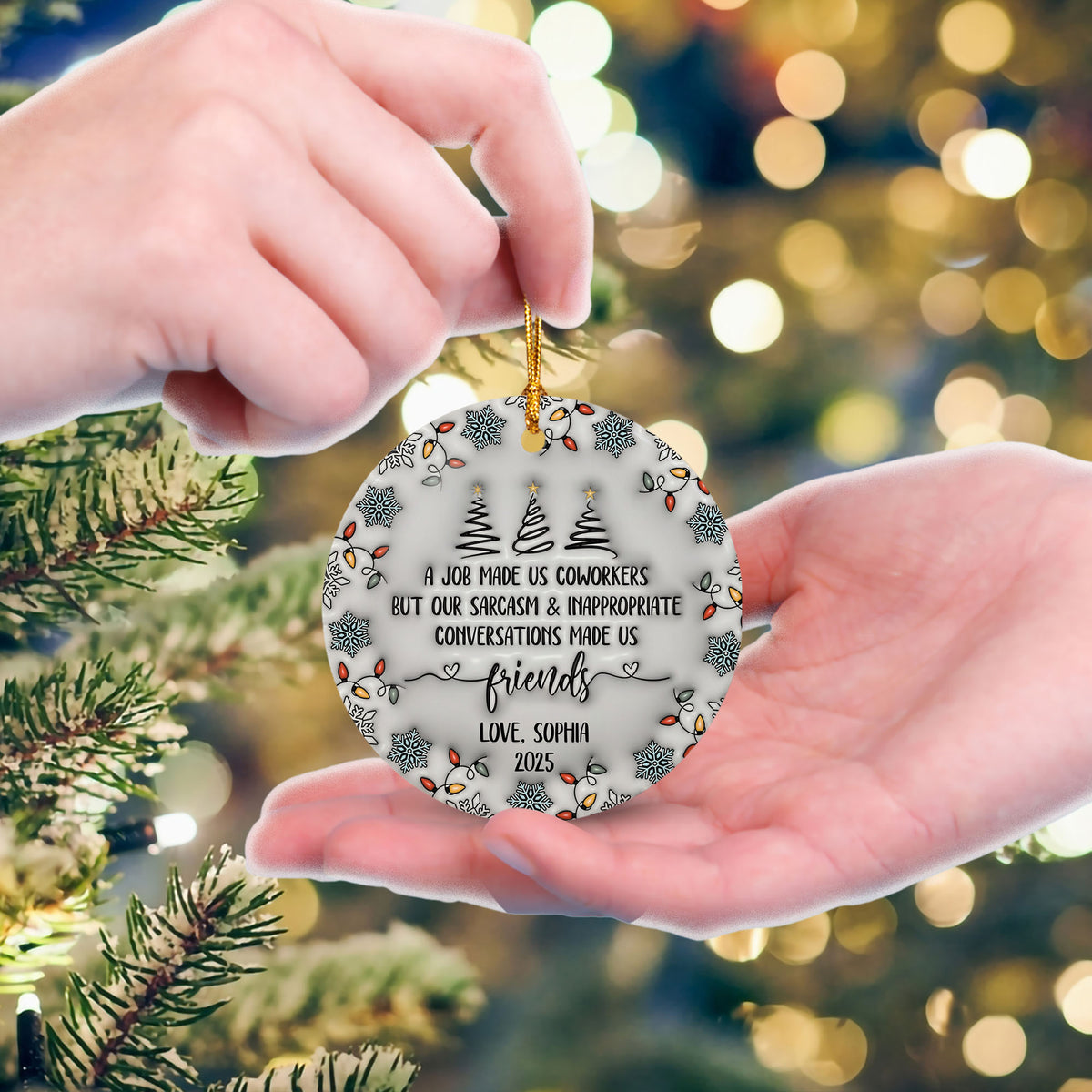 Personalized Ornament 3D Inflated Effect Coworker Gifts For Women