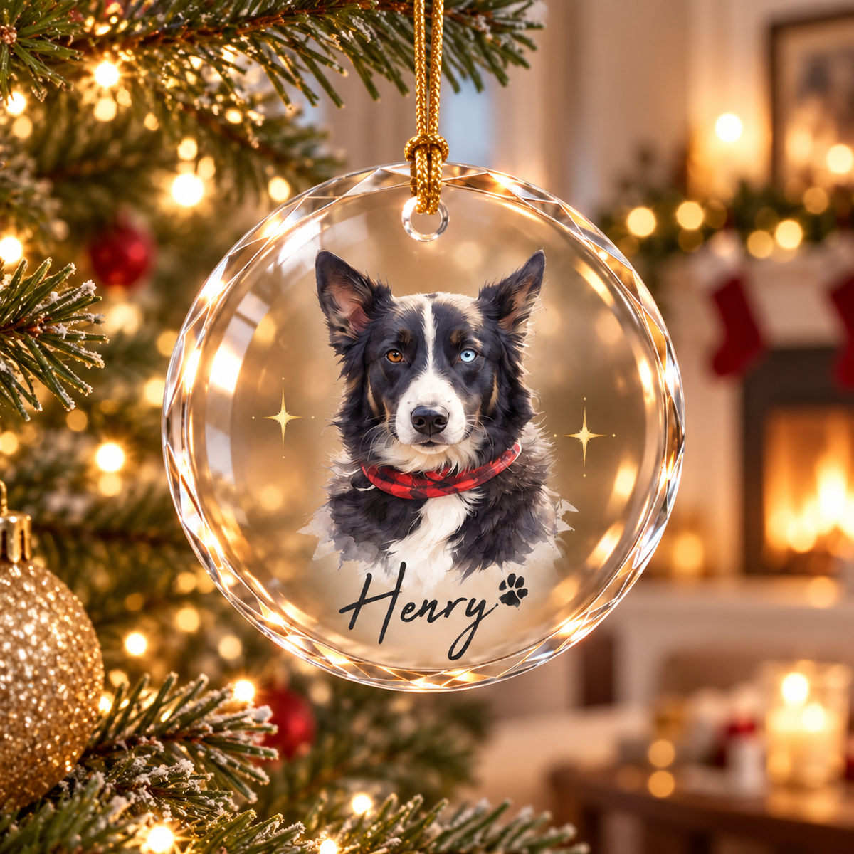Personalized Watercolor Pet Photo Ornament: Custom Memorial Keepsake