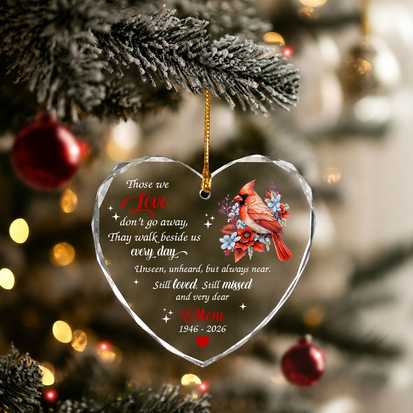 Mom Cardinal Bird - Image Memorial Christmas Glass Ornament Xmas 2026
