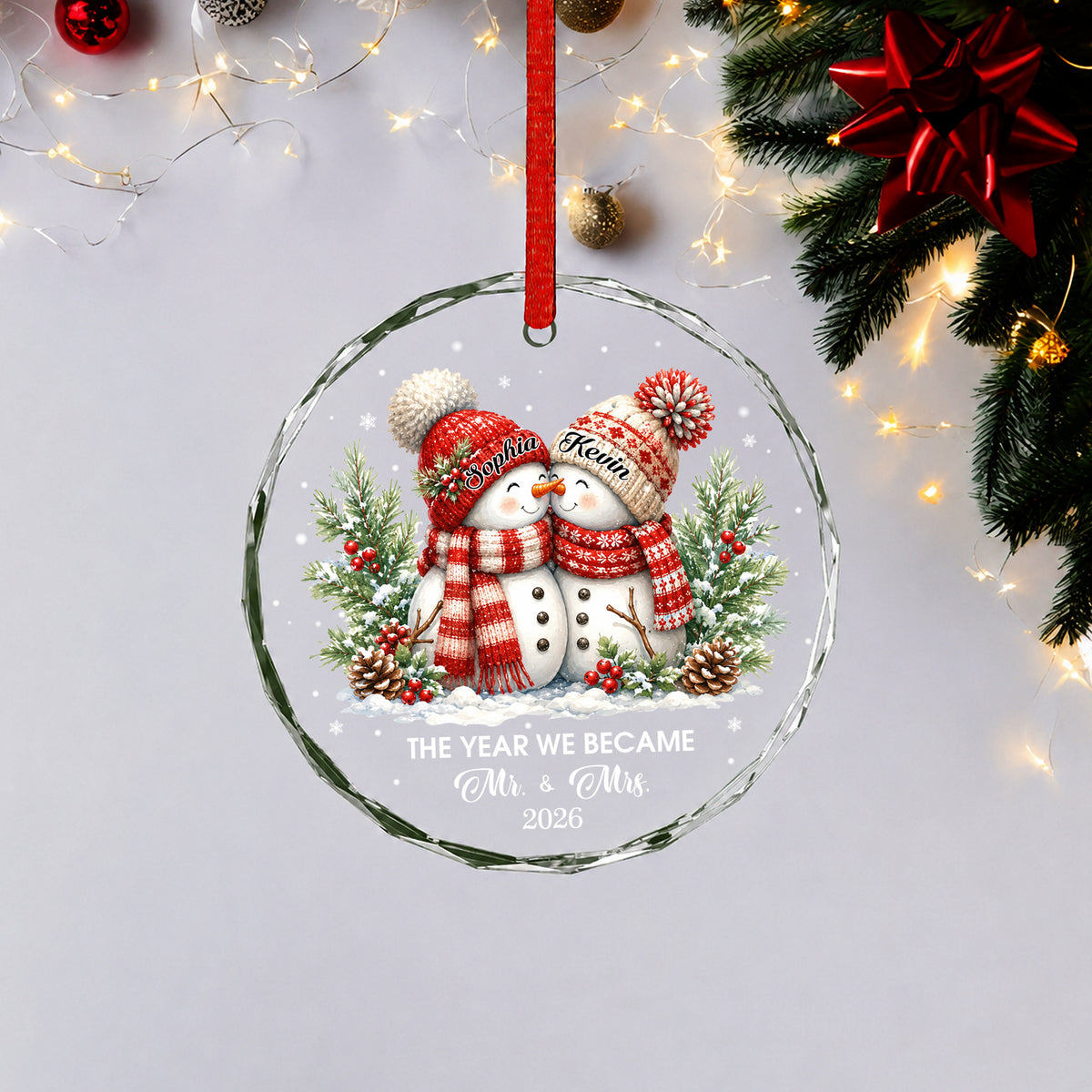 Custom First Christmas Ornament, Newlywed Wedding Gifts, Personalized First Christmas Keepsake, Our 1st Married Christmas Mr Mrs Orrnament