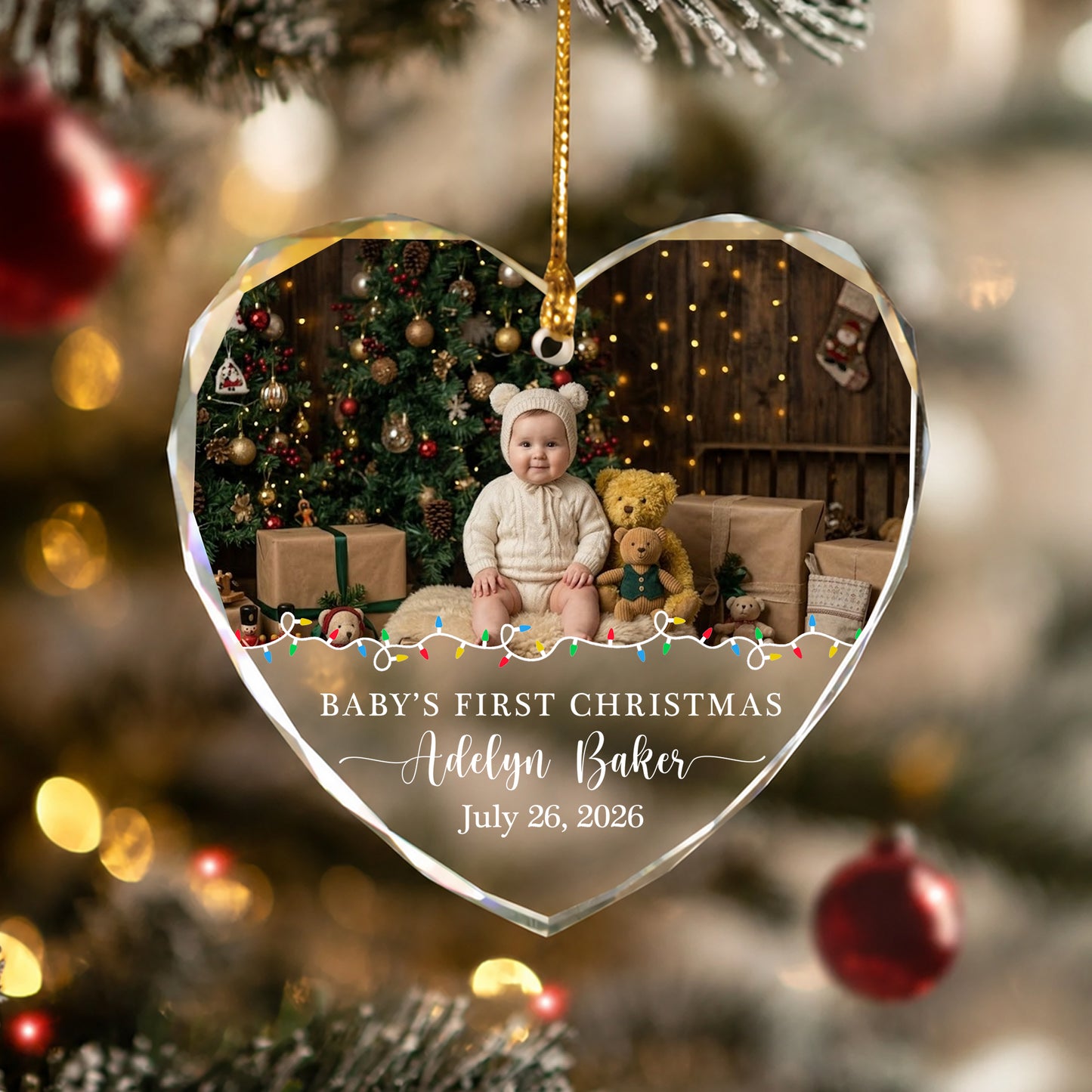 Baby 1st Christmas Ornament Image - Custom Name Glass Ornament 2026