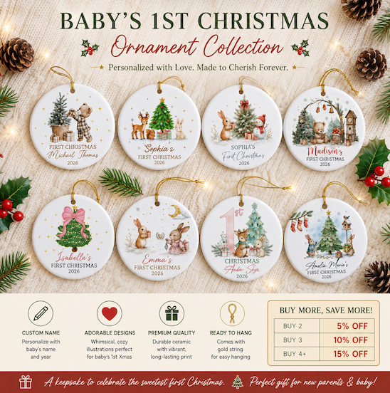 Baby 1st Christmas Ceramic Ornament