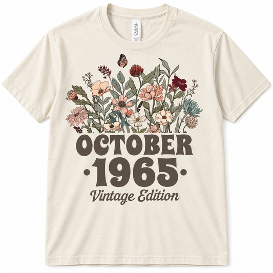October T Shirt Birthday Floral | Any Year
