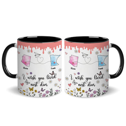 Personalized Map Distance State Coffee Mug Floral Custom
