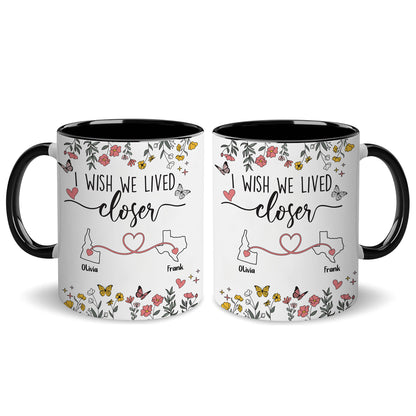 Personalized Map Distance State Floral Custom Coffee Mug