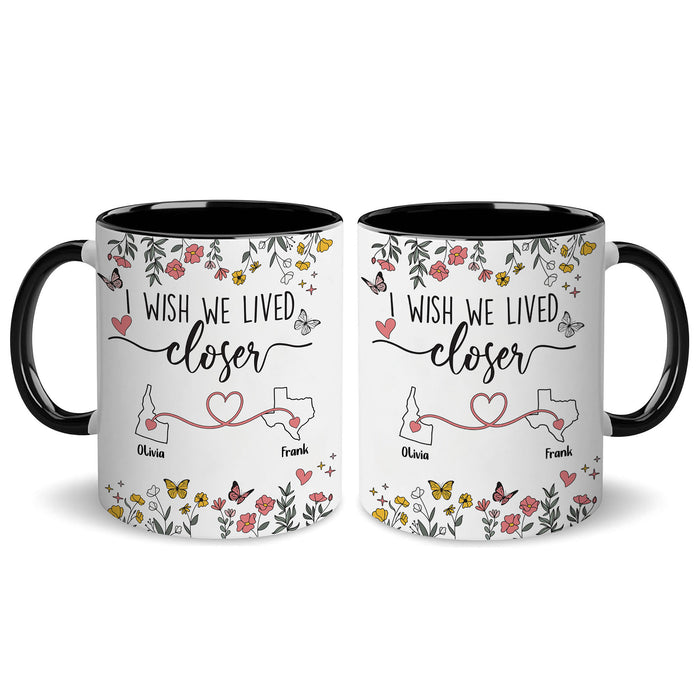 Personalized Map Distance State Floral Custom Coffee Mug