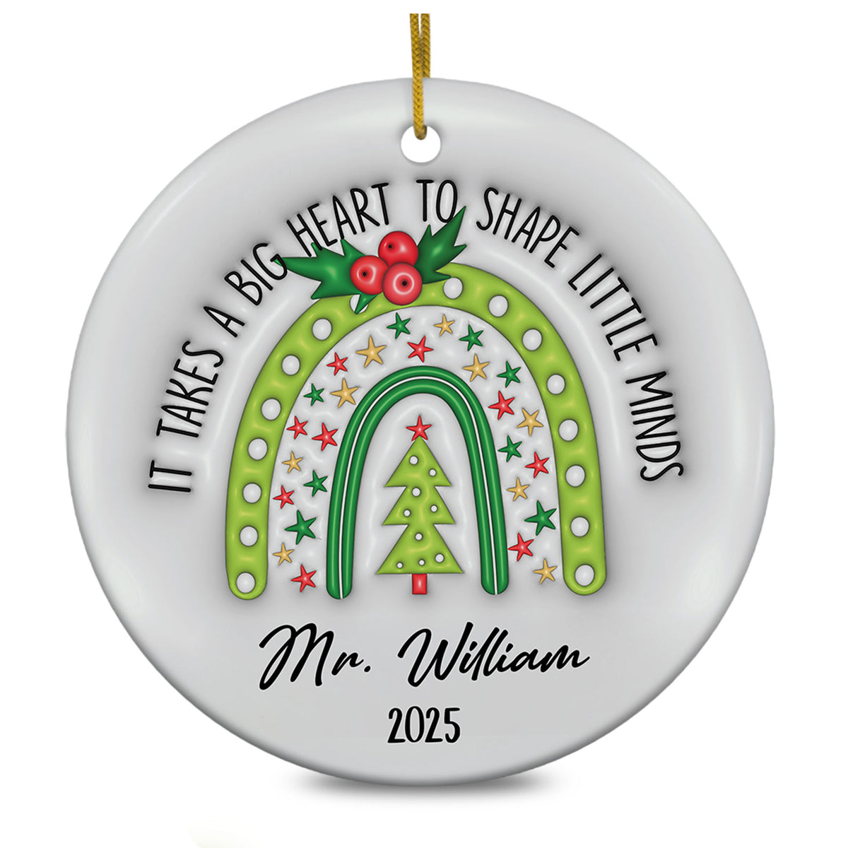 Personalized Teacher Christmas Ornament 3D Inflated Effect