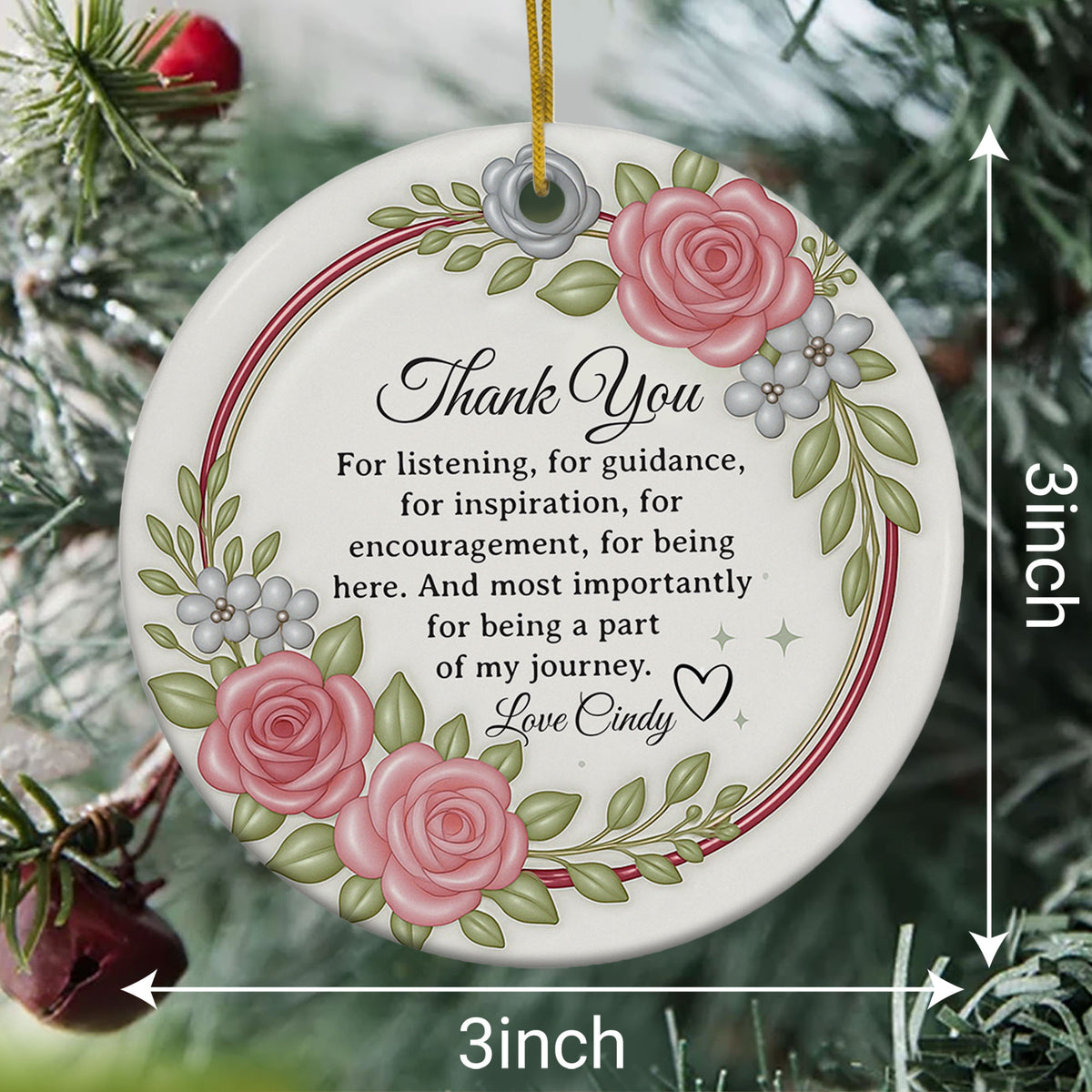 Personalized Thank You Christmas Ornament 3D Inflated Effect Appreciation Gift