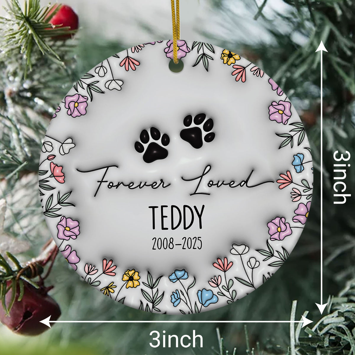 Personalized Dog Memorial 3D Effect Ornament Pet Memorial