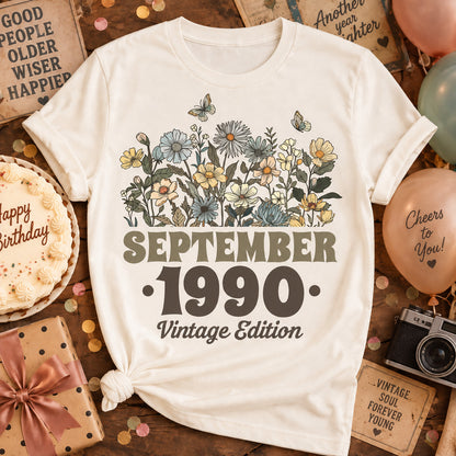 Personalized Vintage Edition Birthday Shirt, Birth Month Year Floral T-Shirt, Personalized Birthday Gift for Women