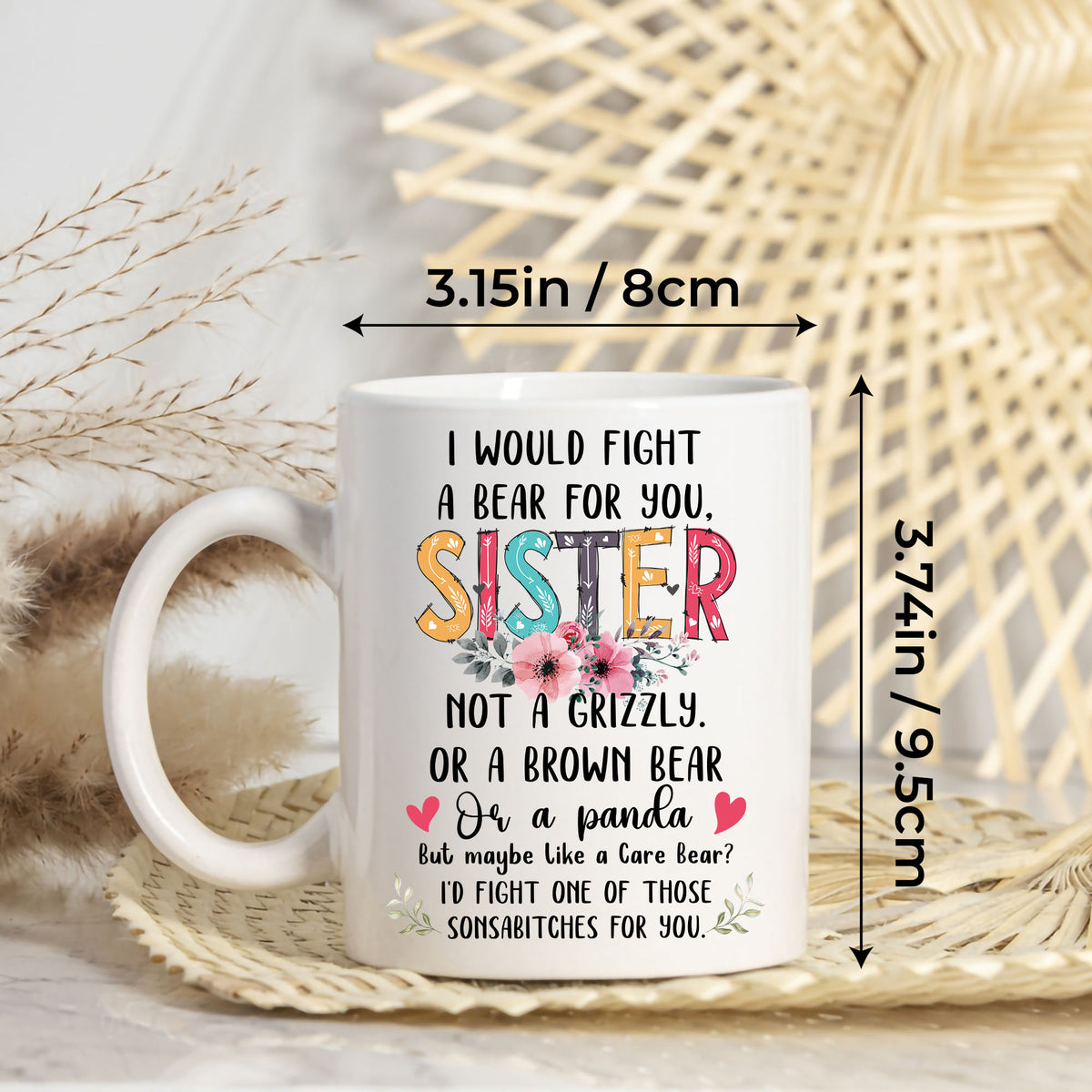 Personalized Customized Photo Mug For Sister Custom Image Coffee Mugs 11Oz