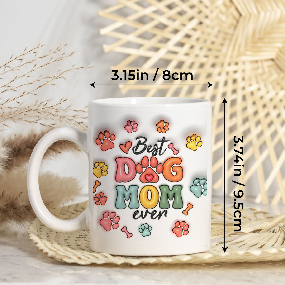 Personalized Custom Image 2D Dog Mom Coffee Mugs 11Oz Photo & Name