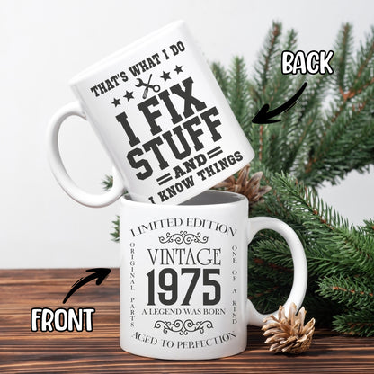 Personalized Vintage Birthday Gifts For Dad Grandpa Custom Coffee Mug 11Oz 15Oz