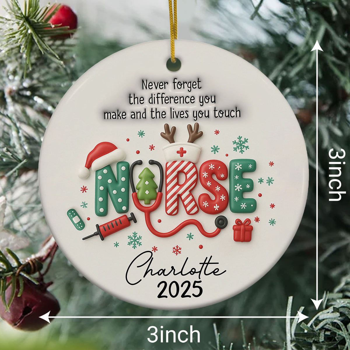 Personalized Nurse Christmas Ornament 3D Inflated Effect