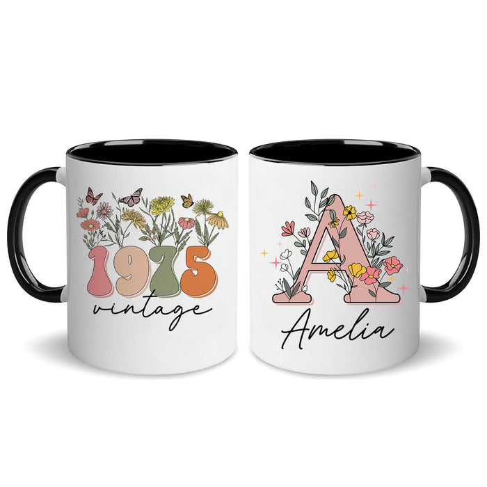 Personalized Initial Monogram Coffee Mugs - Birthday Gifts For Her, Women, Best Friend