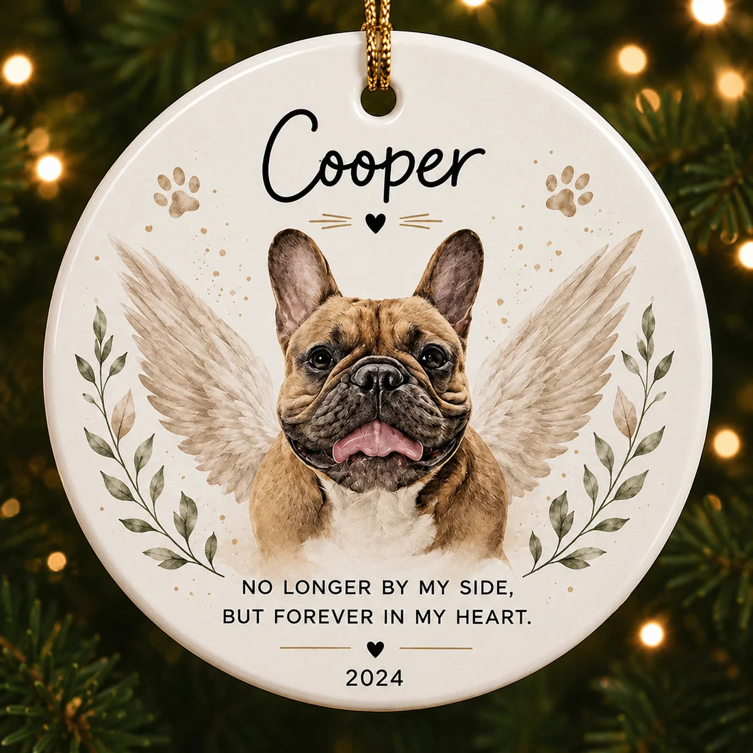Personalized Pet Memorial Photo Dog Cat Christmas Tree Circle Ceramic Ornament Gift Set 1-8 PCS Multi Style