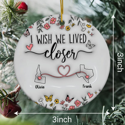 Personalized Map Distance State Floral Custom 3D Inflated Effect Ornament