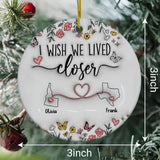 Personalized Map Distance State Floral Custom 3D Inflated Effect Ornament