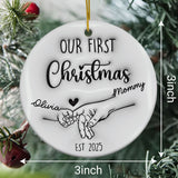 Personalized 3D Effect Our First Christmas Ornament, Baby First Christmas Family