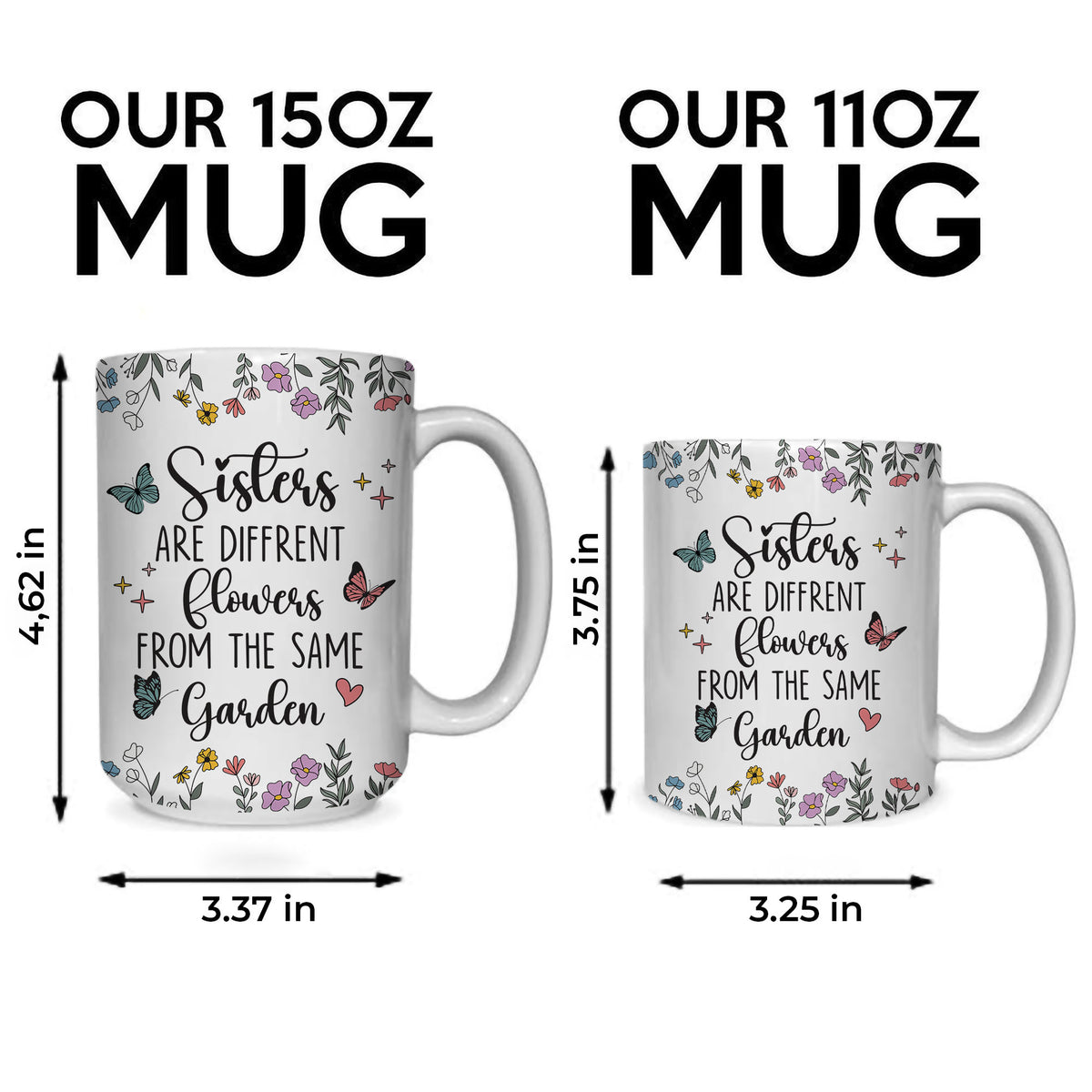 Personalized Custom Map Distance Effect Sister Coffee Mug, Sister Gifts For Birthday