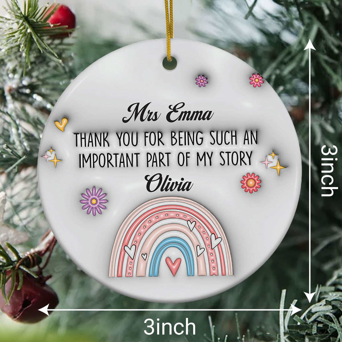 Personalized Teacher Appreciation Gifts Ornament 2025 3D Inflated Effect