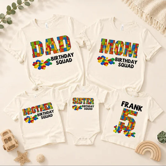 Building Block Birthday Squad Family Matching Shirts