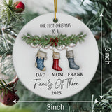 Personalized Family Of Three Christmas Ornament 3D Inflated Effect