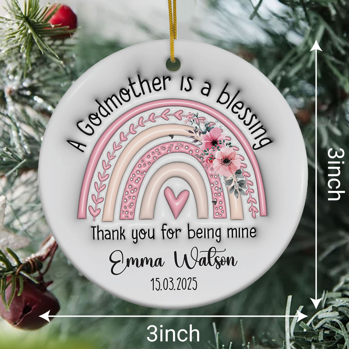 Personalized Ornaments Gifts For Godmother 2025 3D Inflated Effect