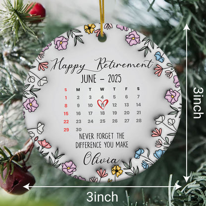 Personalized Retirement Ornament 2025 3D Inflated Effect Gift For Woman