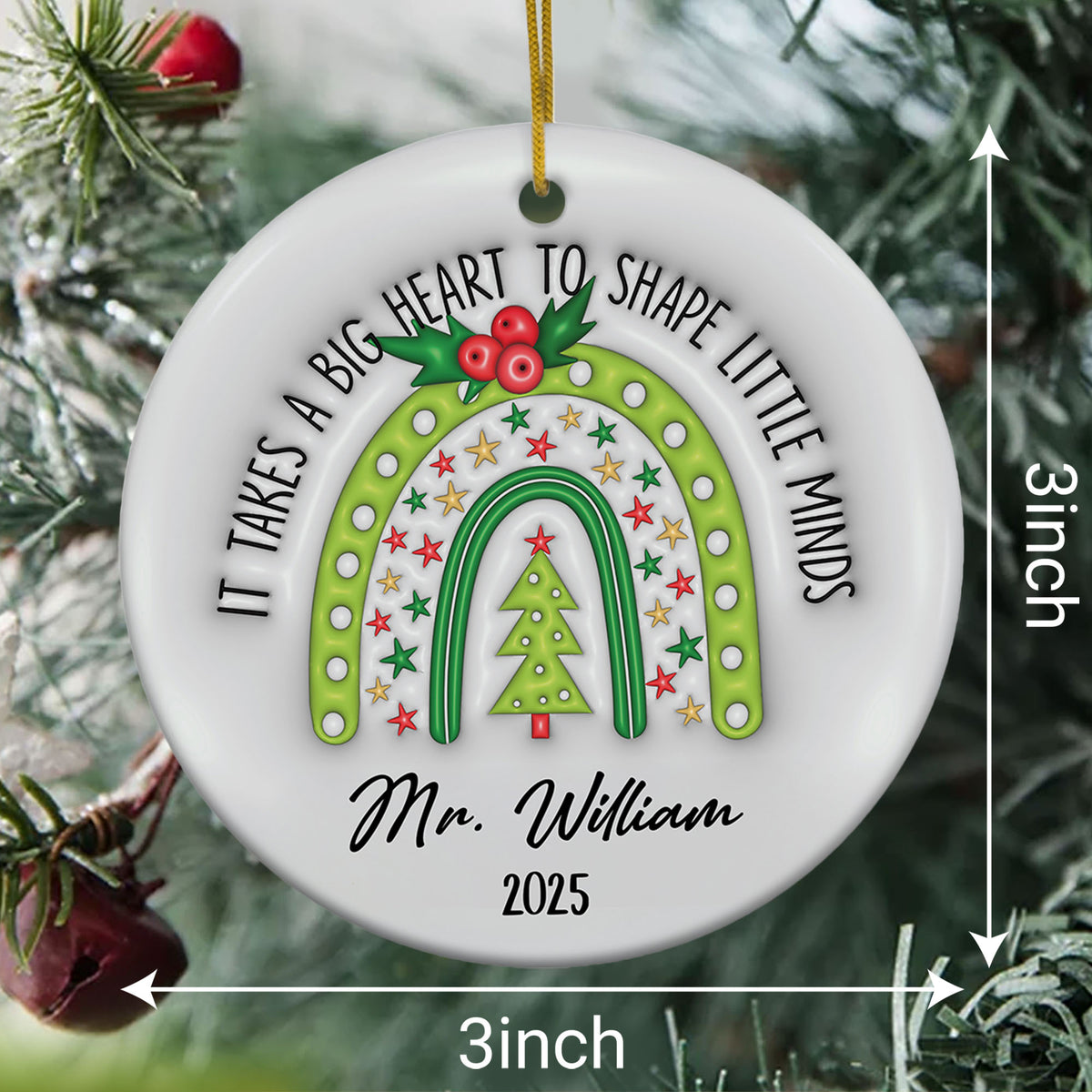 Personalized Teacher Christmas Ornament 3D Inflated Effect