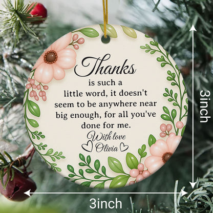 Personalized Thank You Ornament 3D Inflated Effect, Appreciation Gift For Women Thank You