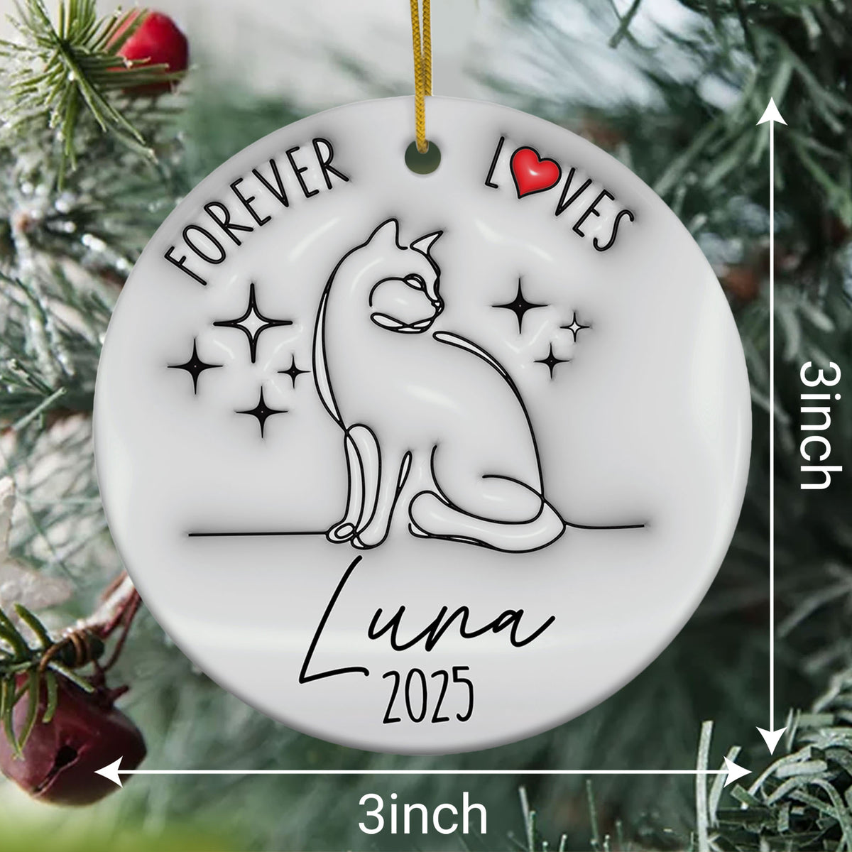 Personalized Cat Memorial Custom 3D Inflated Effect Ornament