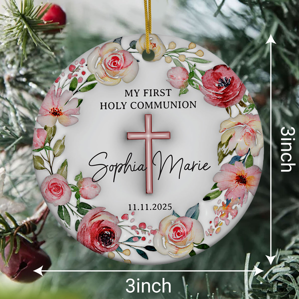 Personalized Christian Holy Communion Custom 3D Inflated Effect Ceramic Ornament