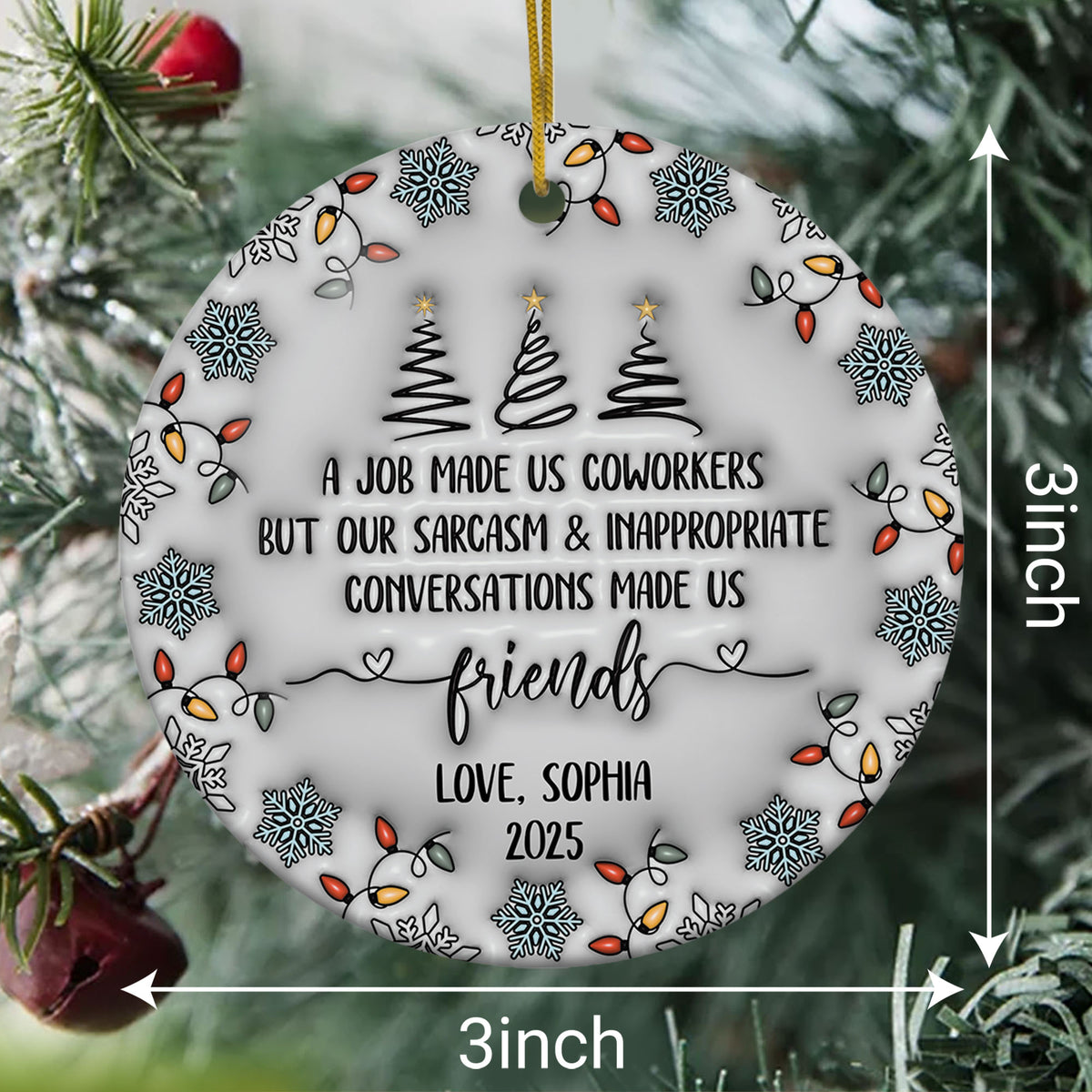 Personalized Ornament 3D Inflated Effect Coworker Gifts For Women