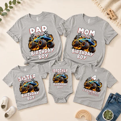 Monster Truck Birthday Boy Family Matching Shirts