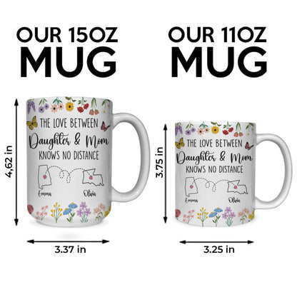 Personalized Daughter And Mom Custom Map Distance Effect Coffee Mug