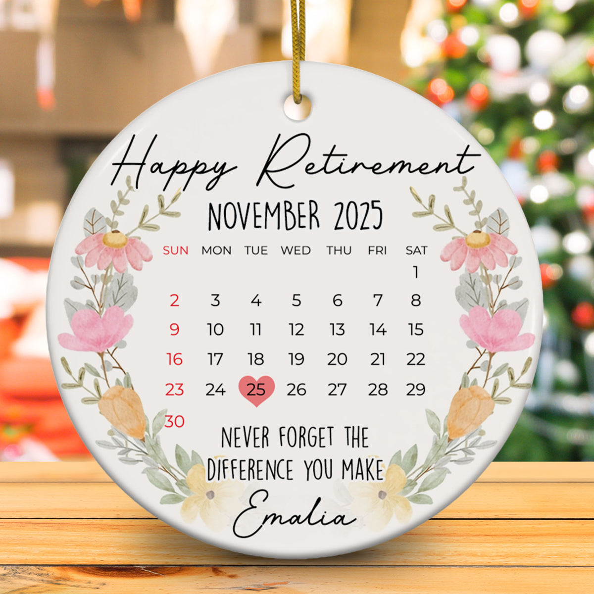 Personalized Retirement Ornament Calendar 2025