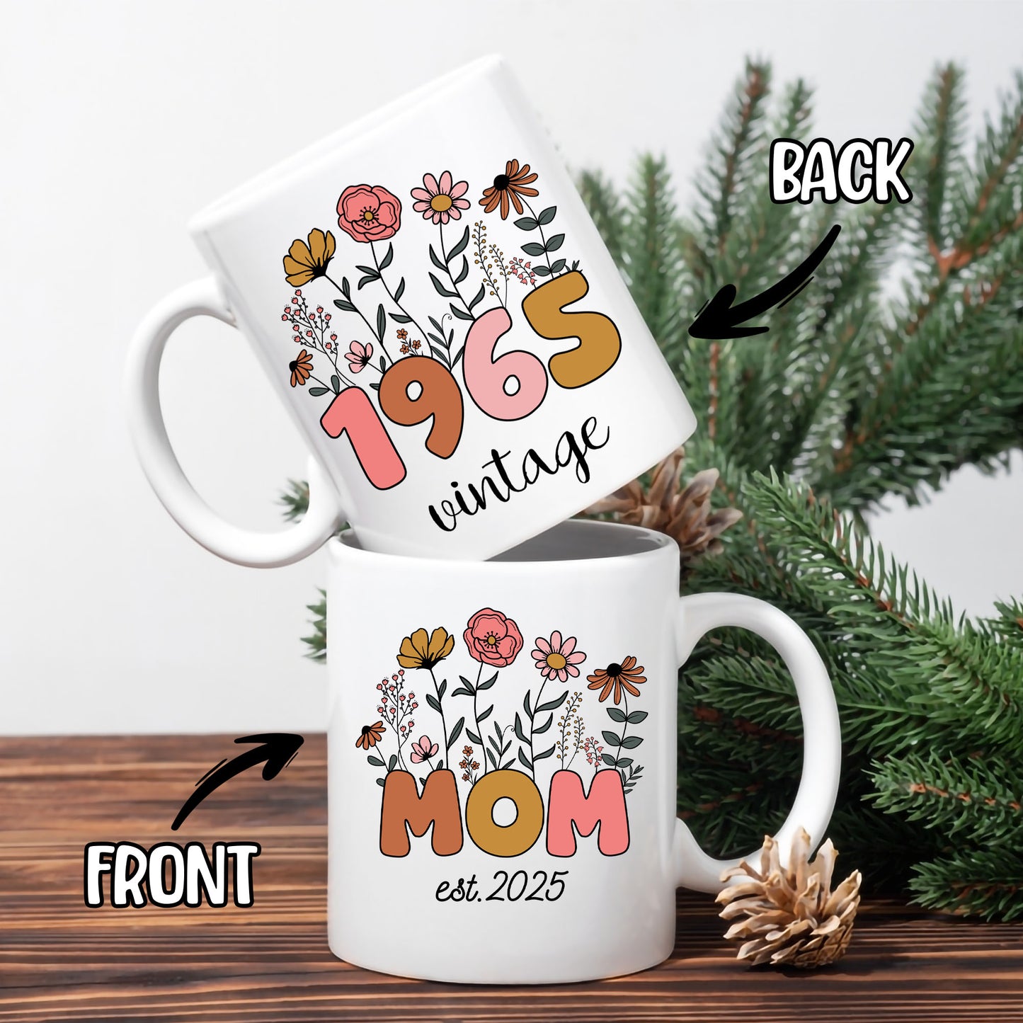 Personalized Birthday Mom Grandma Floral Coffee Mug 11Oz 15Oz