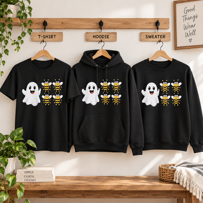Ghost Bee Halloween Shirt, Funny Spooky Season T-Shirt, Ghost and Bumble Bee Tee, Cute Halloween Graphic Shirt