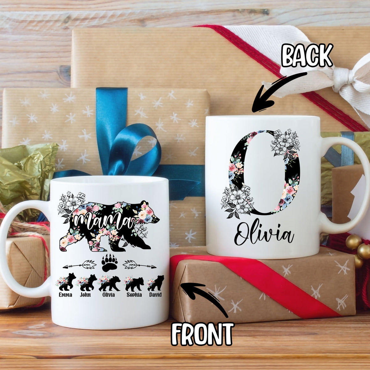 Personalized Init Letter Monogram Birthday Gifts For Mom From Daughters, Son,Kids Coffee
