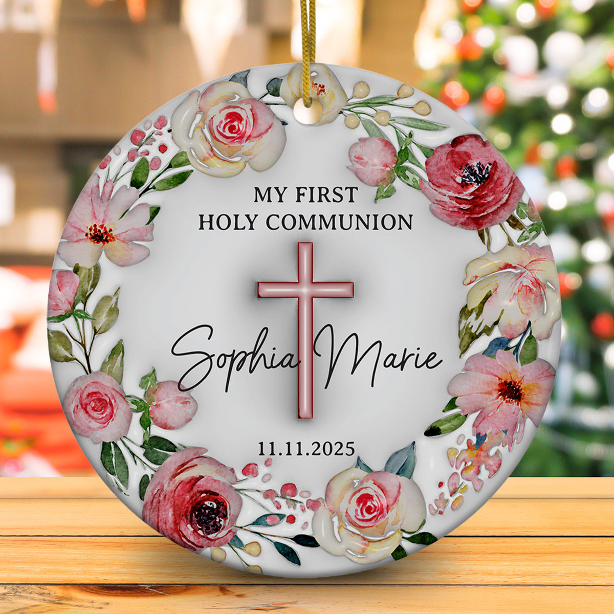Personalized Christian Holy Communion Custom 3D Inflated Effect Ceramic Ornament