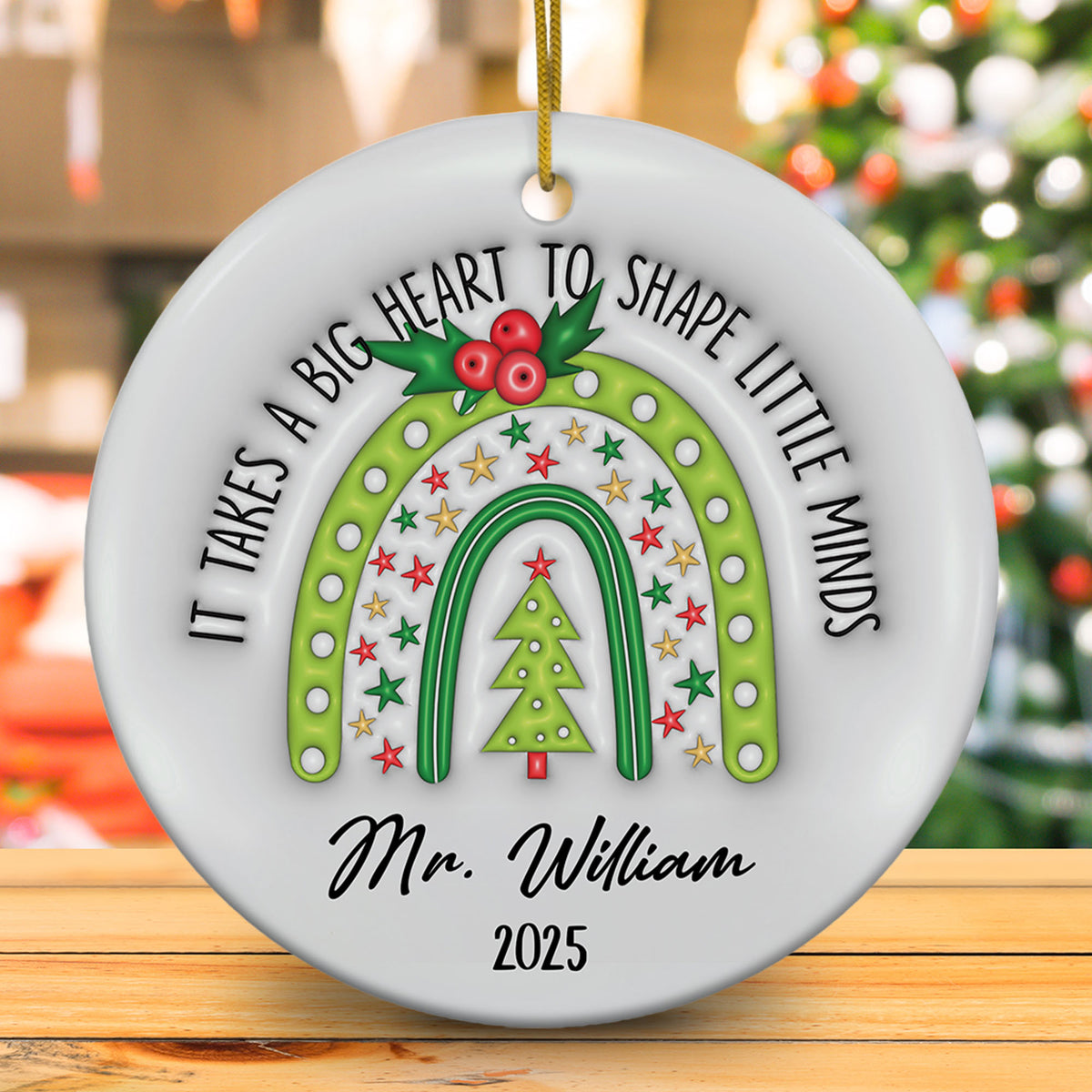 Personalized Teacher Christmas Ornament 3D Inflated Effect