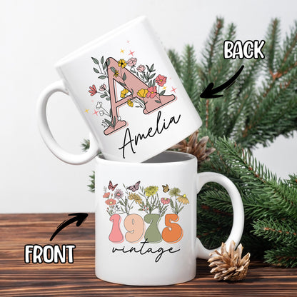 Personalized Initial Monogram Coffee Mugs - Birthday Gifts For Her, Women, Best Friend