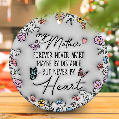Personalized Map Distance Effect Mom Ornament 3D Inflated Effect