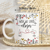 Personalized Map Distance State Floral Custom Coffee Mug