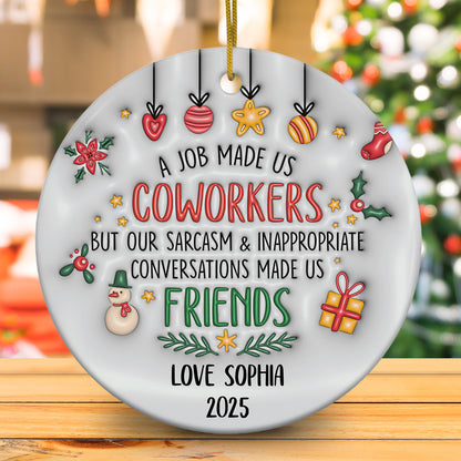 Personalized Ornament 3D Inflated Effect Coworker Custom Coworkers