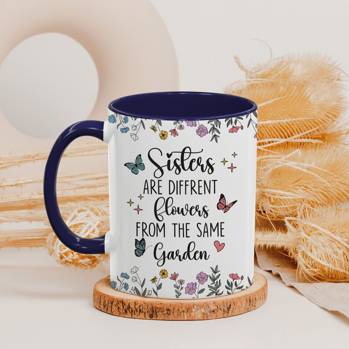 Personalized Custom Map Distance Effect Sister Coffee Mug, Sister Gifts For Birthday